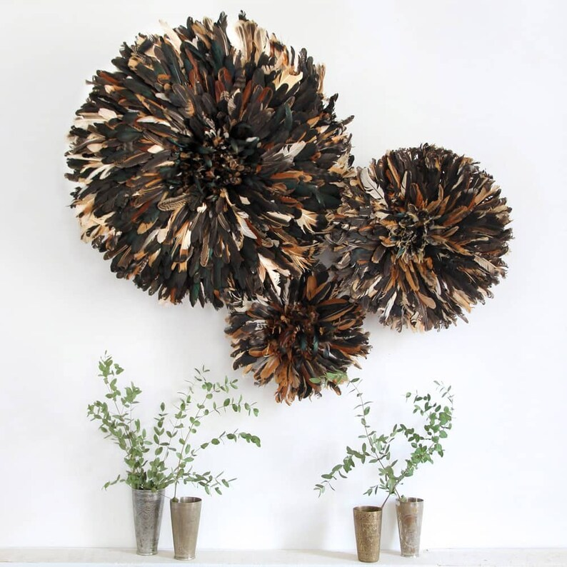 Set of 3 Natural Mixed Bamileke Juju Hats
