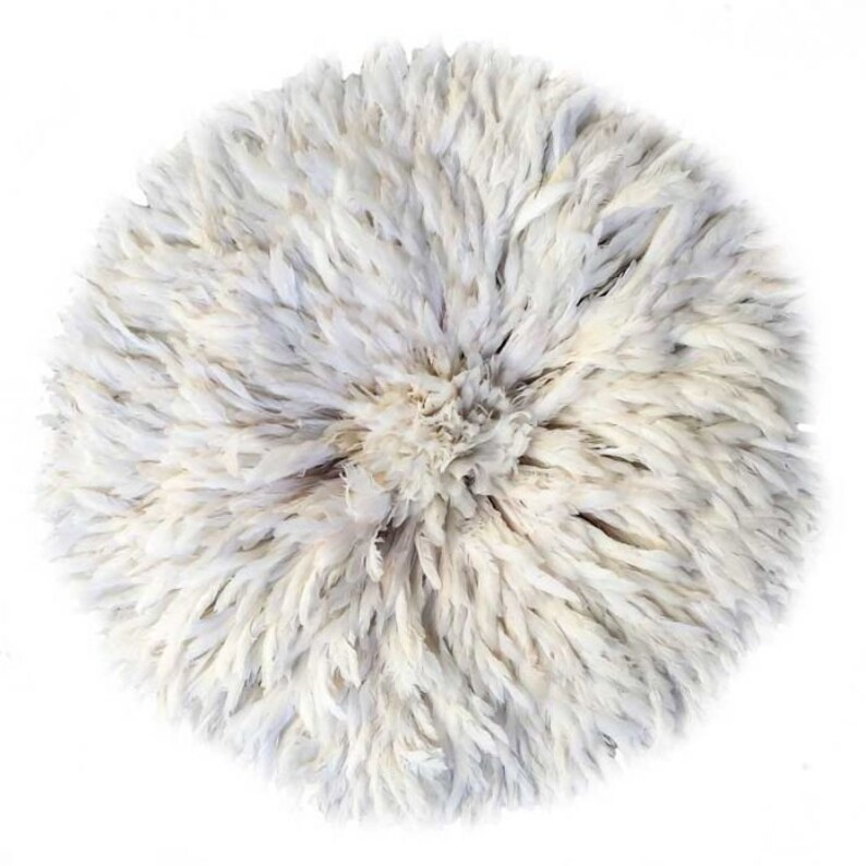 White Bamileke Juju Hat with Grey Speckles