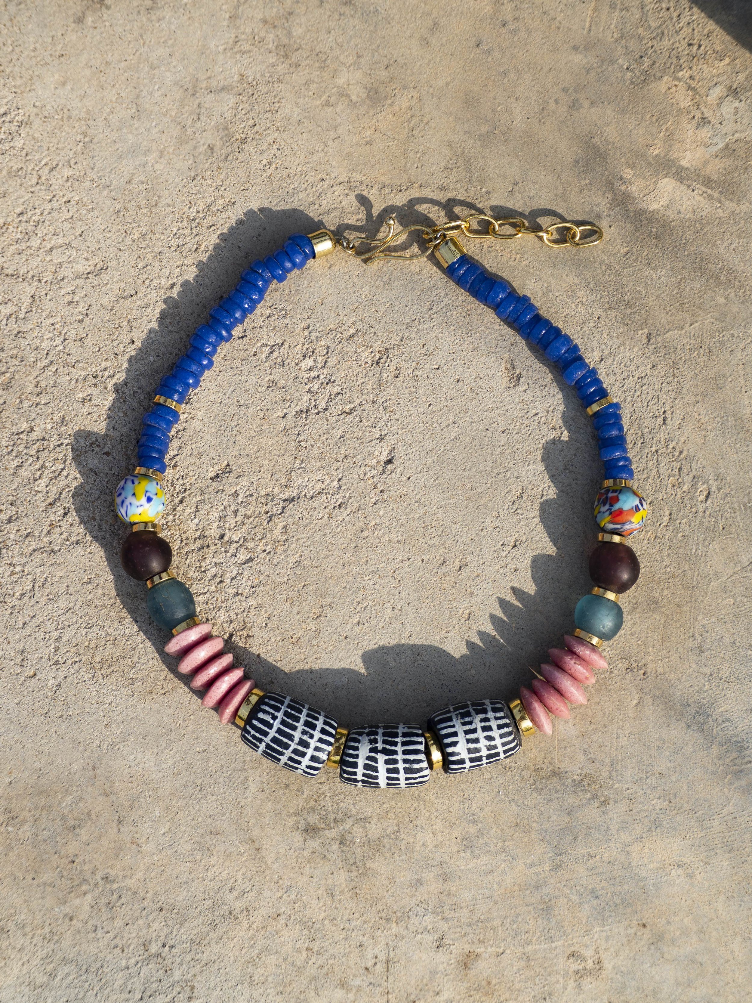 African recycled glass beads necklace handmade jewelry Ghana – Tribalgh