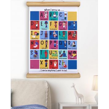 ABC career print canvas hanging from a frame