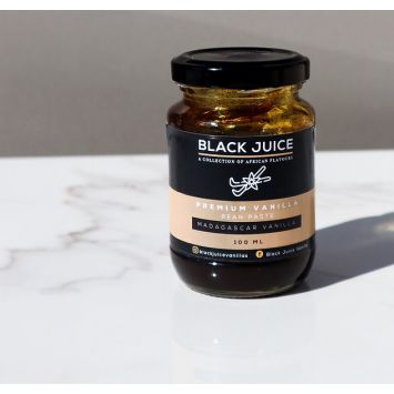 A front view of a 100ml jar of Premium Vanilla Bean Paste