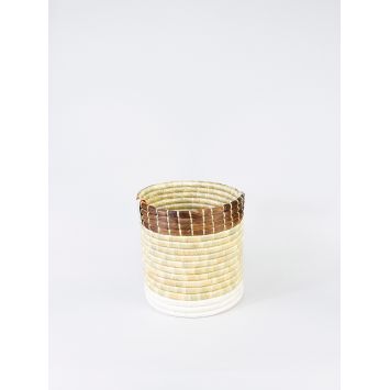 Natural Brown Katakuru Storage and Planter Basket with Mahogany Banana Bark Top