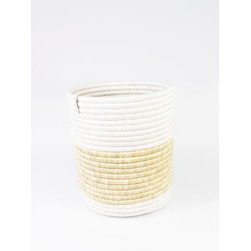Natural Brown Katakuru Storage and Planter Basket with White Bottom