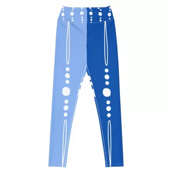 Flatlay of Blue Tribal Line Print Yoga Leggings