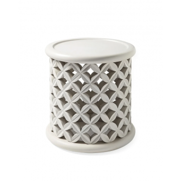 White Bamileke Outdoor Side Table
