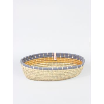 Gray or grey and natural handwoven bread basket