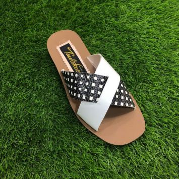 Top view of Monochromatic Tawiskie Leather Slip-on Sandals