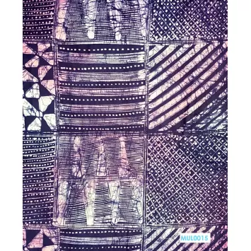 Top view of Adire Textile 5 Yards Adire Batik Fabric with several stripe patterns